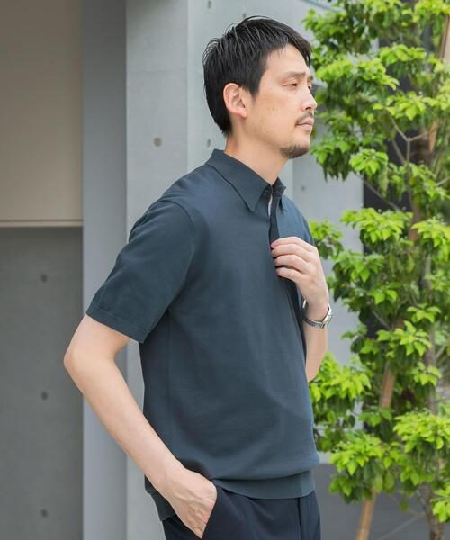 URBAN RESEARCH DOORS（アーバンリサーチドアーズ）の「『UR TECH ひやサラクール』『接触冷感/UVカット』 ニットポロシャツ（シャツ/ブラウス・メンズ・アイボリー/グレー系その他/グリーン/ネイビー・MEDIUM/LARGE）」の21枚目の写真