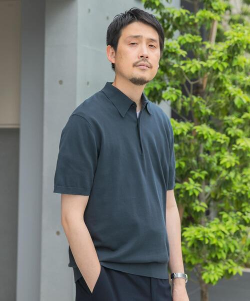URBAN RESEARCH DOORS（アーバンリサーチドアーズ）の「『UR TECH ひやサラクール』『接触冷感/UVカット』 ニットポロシャツ（シャツ/ブラウス・メンズ・アイボリー/グレー系その他/グリーン/ネイビー・MEDIUM/LARGE）」の22枚目の写真
