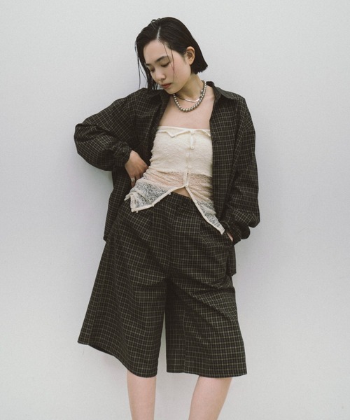 HANNE（アン）の「【Mikako collaboration】クラシカルチェックシャツ（シャツ/ブラウス・レディース・ベージュ/ネイビー・FREE）」の15枚目の写真