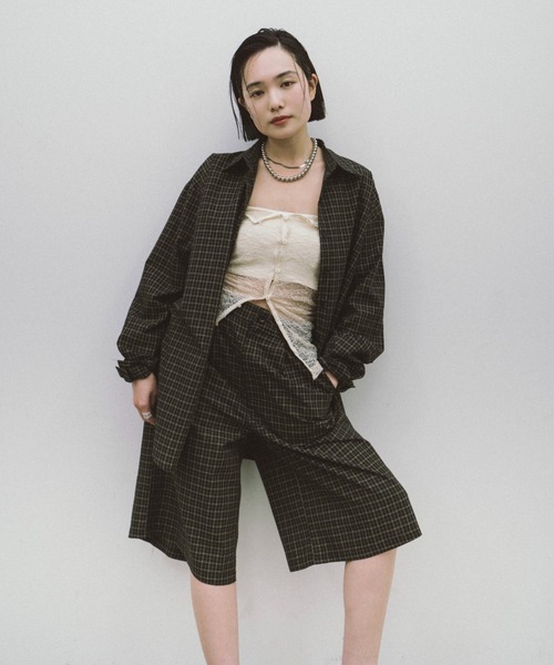 HANNE（アン）の「【Mikako collaboration】クラシカルチェックシャツ（シャツ/ブラウス・レディース・ベージュ/ネイビー・FREE）」の14枚目の写真