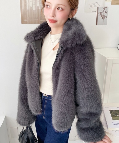 セール】2WAYアレンジカラーダブルジップファーブルゾン（その他