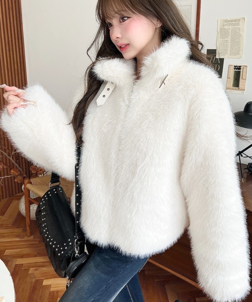 moment+（モーメントプラス）の「2WAYアレンジカラーファーブルゾン（ブルゾン・レディース・アイボリー/ベージュ/モカ/チャコールグレー/ブラック・L/M）」の18枚目の写真