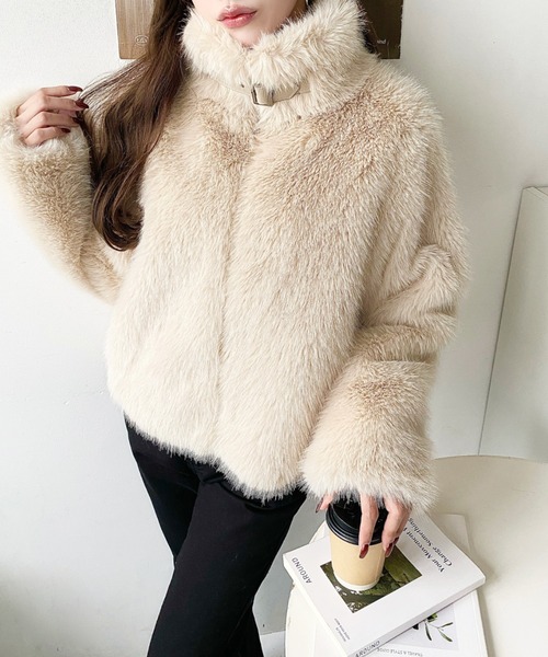 moment+（モーメントプラス）の「2WAYアレンジカラーファーブルゾン（ブルゾン・レディース・アイボリー/ベージュ/モカ/チャコールグレー/ブラック・L/M）」の8枚目の写真