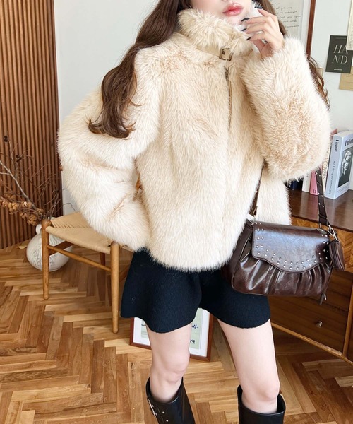 セール】2WAYアレンジカラーダブルジップファーブルゾン（その他