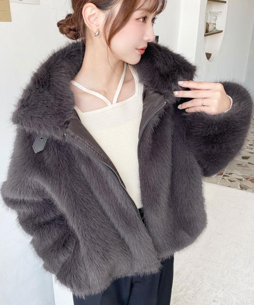 セール】2WAYアレンジカラーダブルジップファーブルゾン（その他