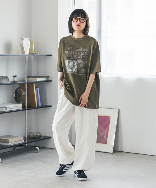 PBLIM(ページボーイリム)の「《UNISEX》ニュースペーパーTシャツ(Tシャツ/カットソー・レディース・オフホワイト/カーキ/ブラウン・MEDIUM/LARGE)」の19枚目の写真