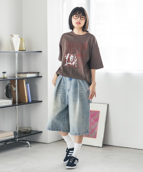 PBLIM(ページボーイリム)の「《UNISEX》ニュースペーパーTシャツ(Tシャツ/カットソー・レディース・オフホワイト/カーキ/ブラウン・MEDIUM/LARGE)」の10枚目の写真