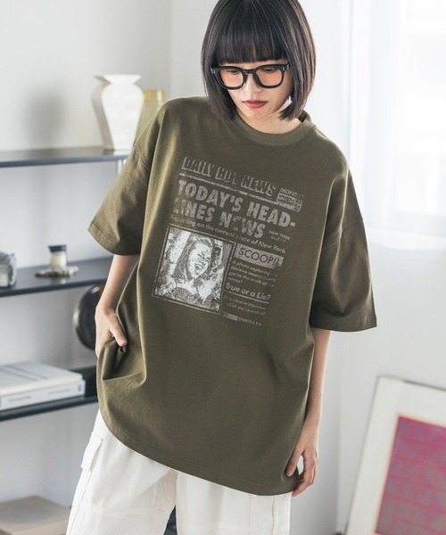 PBLIM(ページボーイリム)の「《UNISEX》ニュースペーパーTシャツ(Tシャツ/カットソー・レディース・オフホワイト/カーキ/ブラウン・MEDIUM/LARGE)」の22枚目の写真