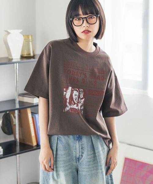 PBLIM(ページボーイリム)の「《UNISEX》ニュースペーパーTシャツ(Tシャツ/カットソー・レディース・オフホワイト/カーキ/ブラウン・MEDIUM/LARGE)」の14枚目の写真