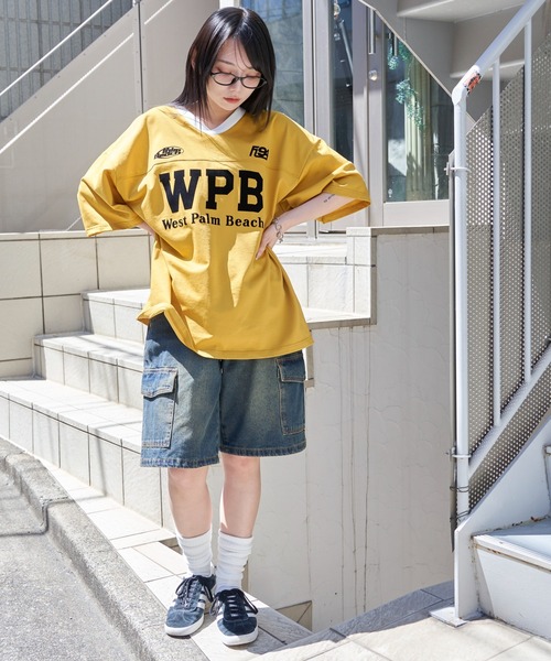 WEGO/【25年春夏新作】グラフィックフットボールT（Tシャツ