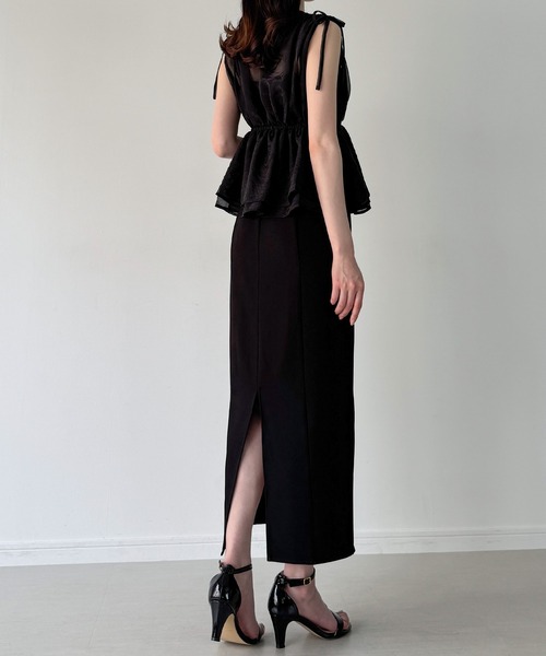 junoah(ジュノア)の「肩リボンシアーベスト + キャミワンピース set(薄手、裏地なし)(ワンピース・レディース・ブラック/ブラウン系その他/ライトベージュ・SMALL/MEDIUM/LARGE)」の10枚目の写真