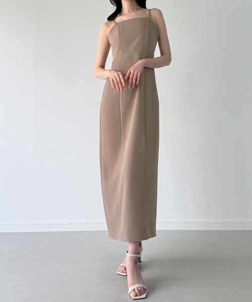 junoah(ジュノア)の「肩リボンシアーベスト + キャミワンピース set(薄手、裏地なし)(ワンピース・レディース・ブラック/ブラウン系その他/ライトベージュ・SMALL/MEDIUM/LARGE)」の15枚目の写真