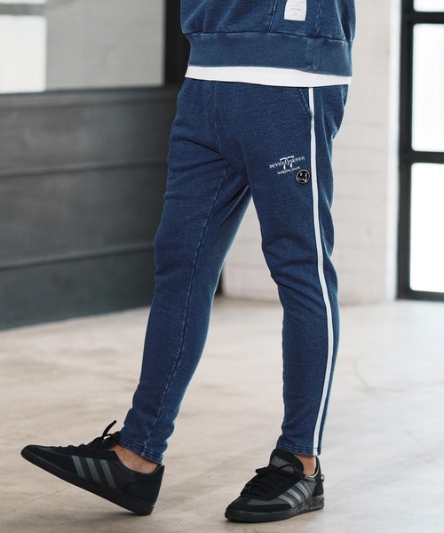 seventy seven(セブンティセブン)の「mp13505-denim jersey pants ニットデニムパンツ(スウェットパンツ・メンズ・インディゴブルー/ライトインディゴブルー・S/M/L/XL)」の2枚目の写真