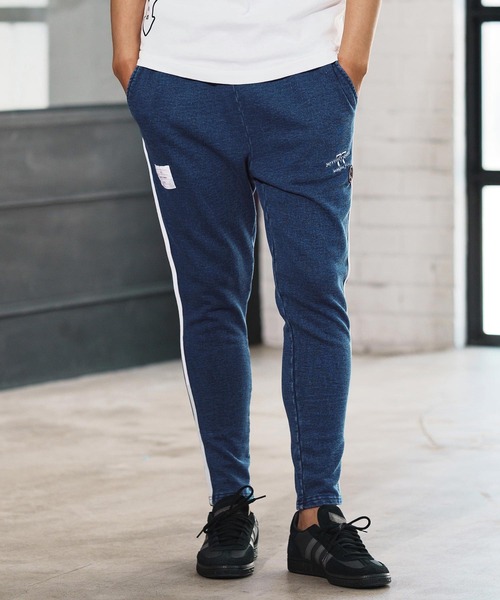 seventy seven(セブンティセブン)の「mp13505-denim jersey pants ニットデニムパンツ(スウェットパンツ・メンズ・インディゴブルー/ライトインディゴブルー・S/M/L/XL)」の4枚目の写真