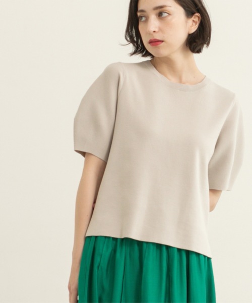 OPAQUE.CLIP（オペークドットクリップ）の「カーブスリーブニット【UV/洗濯機洗い可】（ニット/セーター・レディース・ライトオレンジ系/グリーン/ブラック/ナチュラル/ホワイト・42/38/36/40）」の3枚目の写真