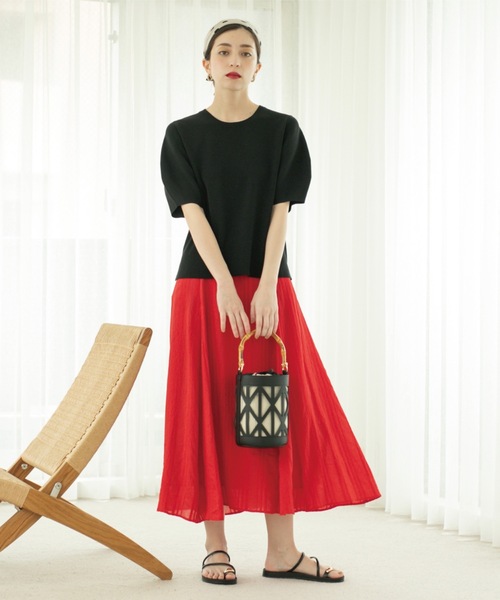 OPAQUE.CLIP（オペークドットクリップ）の「カーブスリーブニット【UV/洗濯機洗い可】（ニット/セーター・レディース・ライトオレンジ系/グリーン/ブラック/ナチュラル/ホワイト・42/38/36/40）」の11枚目の写真