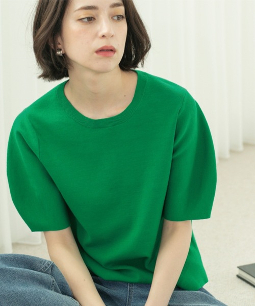 OPAQUE.CLIP（オペークドットクリップ）の「カーブスリーブニット【UV/洗濯機洗い可】（ニット/セーター・レディース・ライトオレンジ系/グリーン/ブラック/ナチュラル/ホワイト・42/38/36/40）」の17枚目の写真