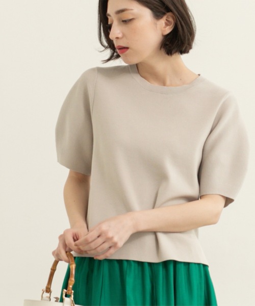 OPAQUE.CLIP（オペークドットクリップ）の「カーブスリーブニット【UV/洗濯機洗い可】（ニット/セーター・レディース・ライトオレンジ系/グリーン/ブラック/ナチュラル/ホワイト・42/38/36/40）」の18枚目の写真