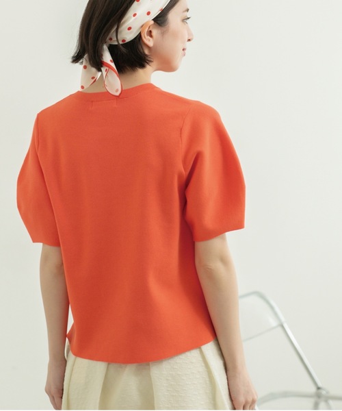 OPAQUE.CLIP（オペークドットクリップ）の「カーブスリーブニット【UV/洗濯機洗い可】（ニット/セーター・レディース・ライトオレンジ系/グリーン/ブラック/ナチュラル/ホワイト・42/38/36/40）」の8枚目の写真