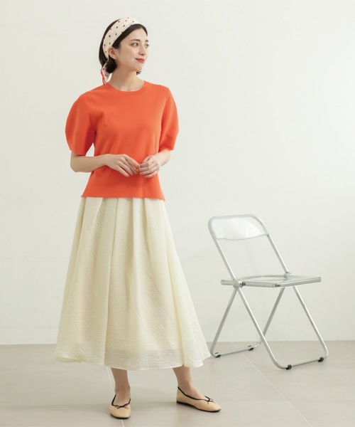 OPAQUE.CLIP（オペークドットクリップ）の「カーブスリーブニット【UV/洗濯機洗い可】（ニット/セーター・レディース・ライトオレンジ系/グリーン/ブラック/ナチュラル/ホワイト・42/38/36/40）」の9枚目の写真