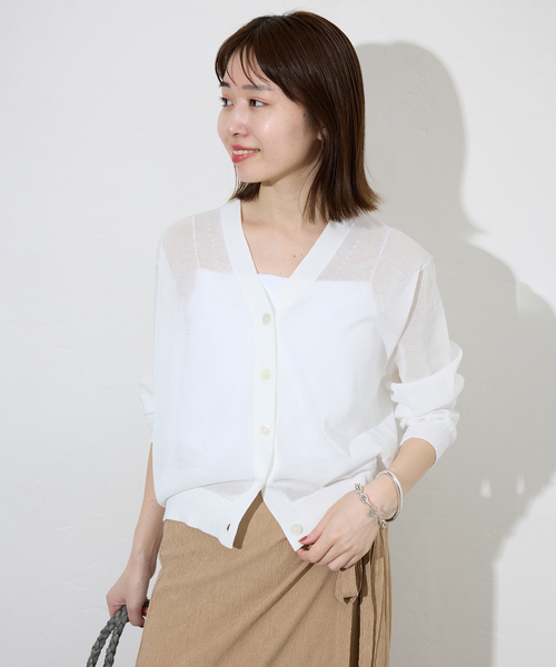 スローブイエナ　リネン混シアーカーディガン SLOBE IENA（スローブイエナ）の「リネン混シアーカーディガン