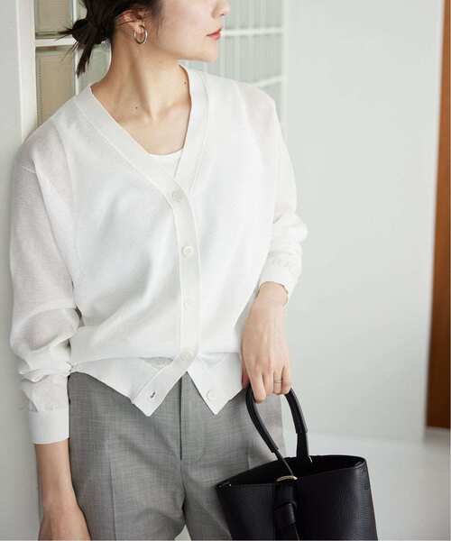 SLOBE IENA(スローブイエナ)の「《追加》リネン混シアーカーディガン(カーディガン/ボレロ・レディース・ホワイト/ベージュ系その他/スカイブルー/ブラック・FREE)」の17枚目の写真