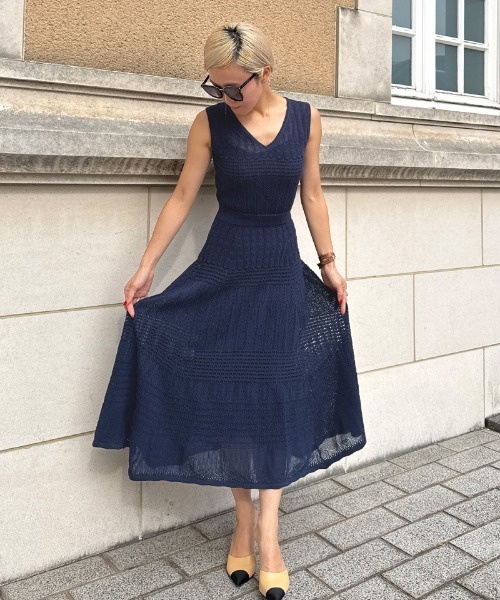 JENNE（ジェンヌ）の「レース風フィットフレアニットドレス（ワンピース・レディース・ネイビー/ブラック・MEDIUM/SMALL/LARGE）」の18枚目の写真