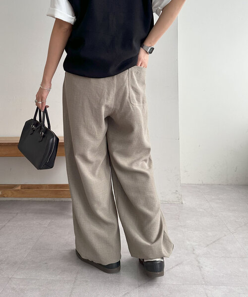 DT♪ COLONIA シルクとリネンのワイドパンツ 関税込 コットンシルクローン ギャザーワイドパンツ | maison