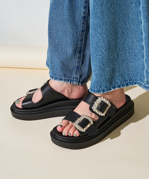 【今季新作】新品未使用チェーンベルトサンダル 楽天市場】日本製 本革 ダブルベルト ウェッジソール オフィス