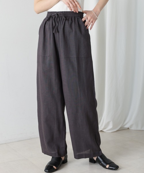 Bou Jeloud（ブージュルード）の「麻混ストレートパンツ（その他パンツ・レディース・ナチュラル/チャコールグレー/ピンク・38）」の2枚目の写真