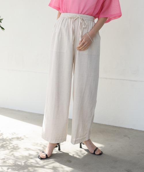 Bou Jeloud（ブージュルード）の「麻混ストレートパンツ（その他パンツ・レディース・ナチュラル/チャコールグレー/ピンク・38）」の8枚目の写真
