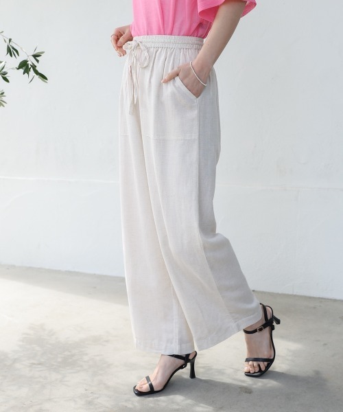 Bou Jeloud（ブージュルード）の「麻混ストレートパンツ（その他パンツ・レディース・ナチュラル/チャコールグレー/ピンク・38）」の9枚目の写真