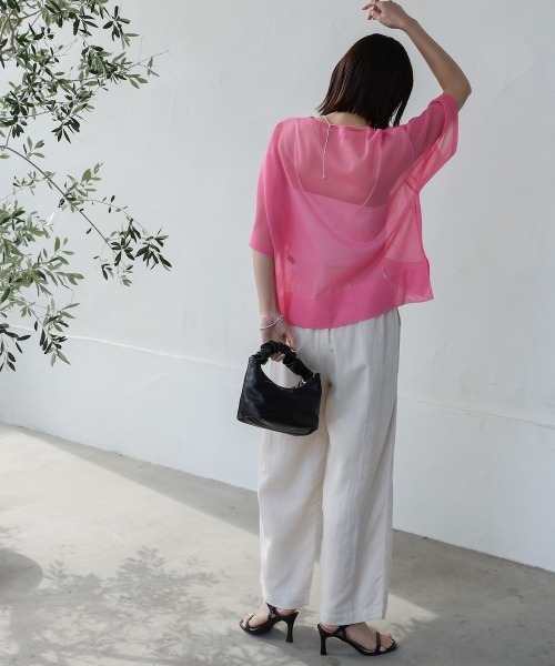 Bou Jeloud（ブージュルード）の「麻混ストレートパンツ（その他パンツ・レディース・ナチュラル/チャコールグレー/ピンク・38）」の10枚目の写真