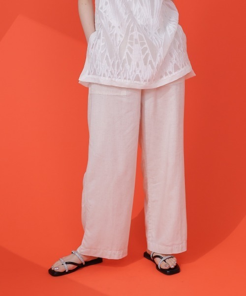 Bou Jeloud（ブージュルード）の「麻混ストレートパンツ（その他パンツ・レディース・ナチュラル/チャコールグレー/ピンク・38）」の13枚目の写真