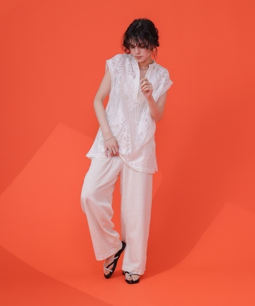 Bou Jeloud（ブージュルード）の「麻混ストレートパンツ（その他パンツ・レディース・ナチュラル/チャコールグレー/ピンク・38）」の14枚目の写真