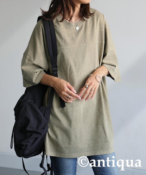 antiqua(アンティカ)の「ピグメント半袖Tシャツ(Tシャツ/カットソー・レディース・ダークグレー/カーキ/ブルー/ホワイト・P/R)」の17枚目の写真