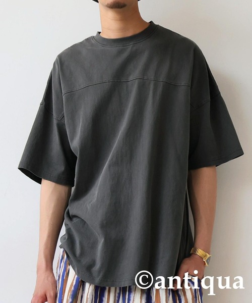 antiqua(アンティカ)の「ピグメント半袖Tシャツ(Tシャツ/カットソー・レディース・ダークグレー/カーキ/ブルー/ホワイト・P/R)」の9枚目の写真