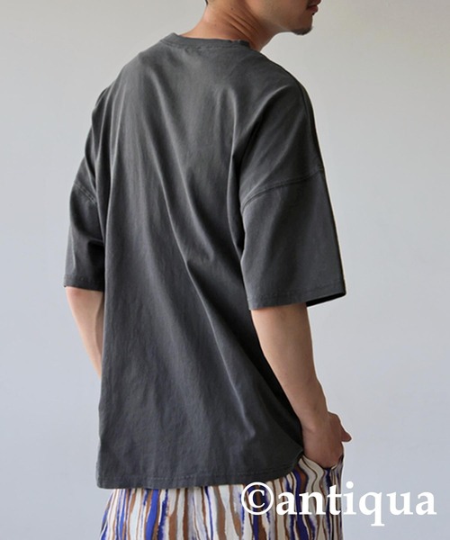 antiqua(アンティカ)の「ピグメント半袖Tシャツ(Tシャツ/カットソー・レディース・ダークグレー/カーキ/ブルー/ホワイト・P/R)」の11枚目の写真