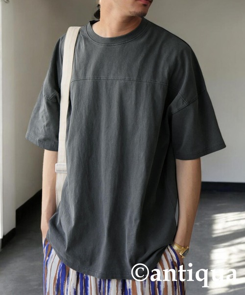 antiqua(アンティカ)の「ピグメント半袖Tシャツ(Tシャツ/カットソー・レディース・ダークグレー/カーキ/ブルー/ホワイト・P/R)」の12枚目の写真