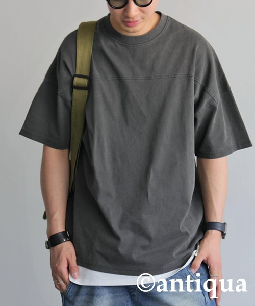 antiqua(アンティカ)の「ピグメント半袖Tシャツ(Tシャツ/カットソー・レディース・ダークグレー/カーキ/ブルー/ホワイト・P/R)」の15枚目の写真