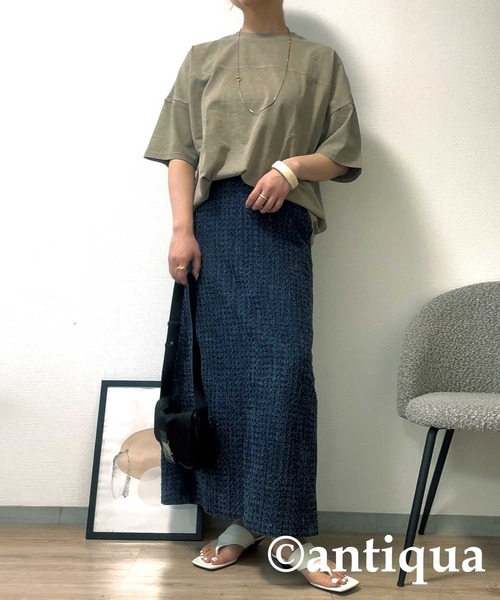 antiqua(アンティカ)の「ピグメント半袖Tシャツ(Tシャツ/カットソー・レディース・ダークグレー/カーキ/ブルー/ホワイト・P/R)」の22枚目の写真