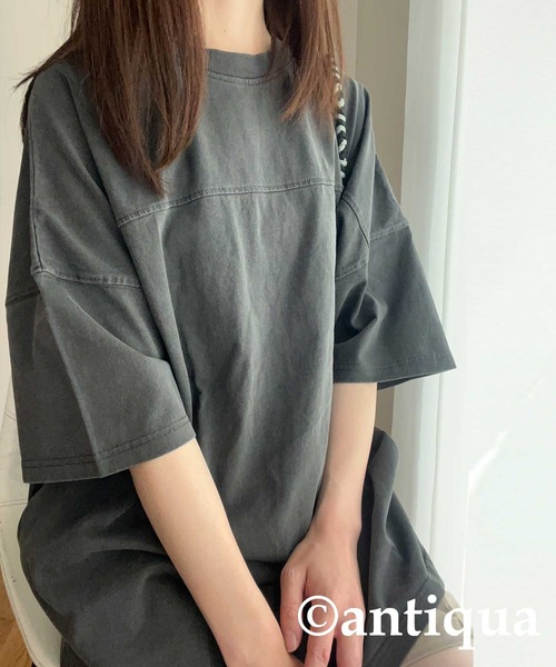 antiqua(アンティカ)の「ピグメント半袖Tシャツ(Tシャツ/カットソー・レディース・ダークグレー/カーキ/ブルー/ホワイト・P/R)」の8枚目の写真