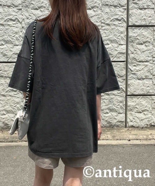 antiqua(アンティカ)の「ピグメント半袖Tシャツ(Tシャツ/カットソー・レディース・ダークグレー/カーキ/ブルー/ホワイト・P/R)」の6枚目の写真