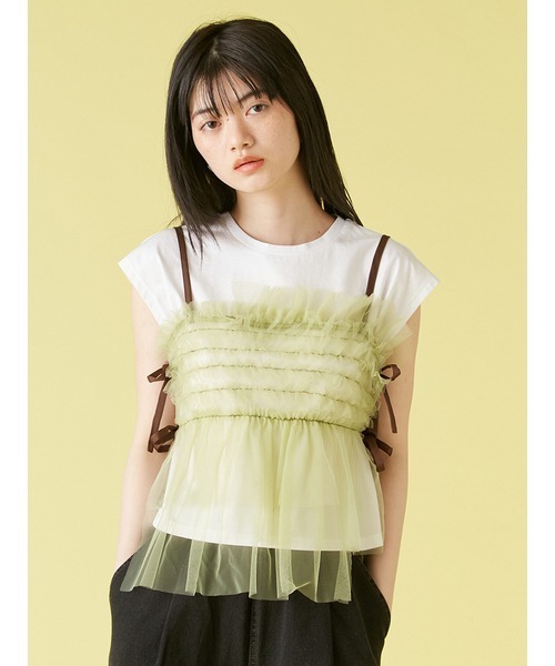 チュールビスチェセットTシャツ セール】チュールビスチェセットTシャツ（Tシャツ/カットソー