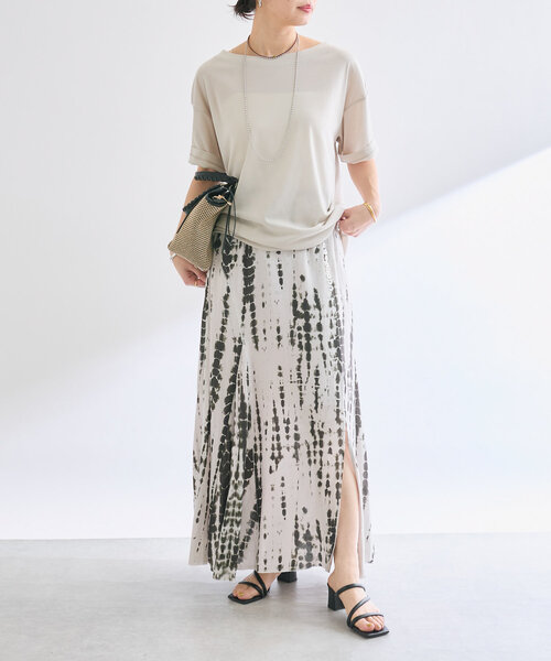 RIVE DROITE（リヴドロワ）の「【à Nice （ア ・ニース）】タイダイプリントマキシスカート（スカート・レディース・ブラック/カーキ・38/36）」の4枚目の写真