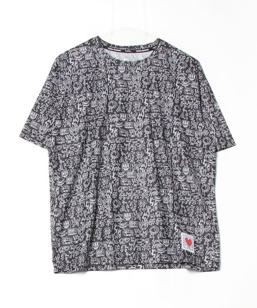 TIGORA（ティゴラ）の「ティゴラ TIGORA ランニング半袖Tシャツ 総柄(キースへリング)（Tシャツ/カットソー・メンズ・ホワイト×レッド/ブラック×ホワイト・S/M/L/XL）」の2枚目の写真