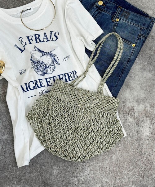 fredy emue（フレディエミュ）の「【The Bagmati】メタリックコードラウンドバッグ（かごバッグ・レディース・ブラック/シルバー/ゴールド・FREE）」の7枚目の写真