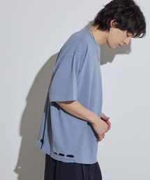 【SLICK/スリック】Pigment Dye Damage T-Shirt / ピグメントダイダメージTシャツ/オーバーサイズ シルエット / ピグメント加工/ ビンテージ