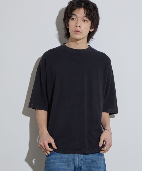 SLICK(スリック)の「【SLICK/スリック】Pigment Dye Damage T-Shirt / ピグメントダイダメージTシャツ/オーバーサイズ シルエット / ピグメント加工/ ビンテージ(Tシャツ/カットソー・メンズ・グレイッシュベージュ/ブルーグレー/ブラック・1/2/3)」の2枚目の写真