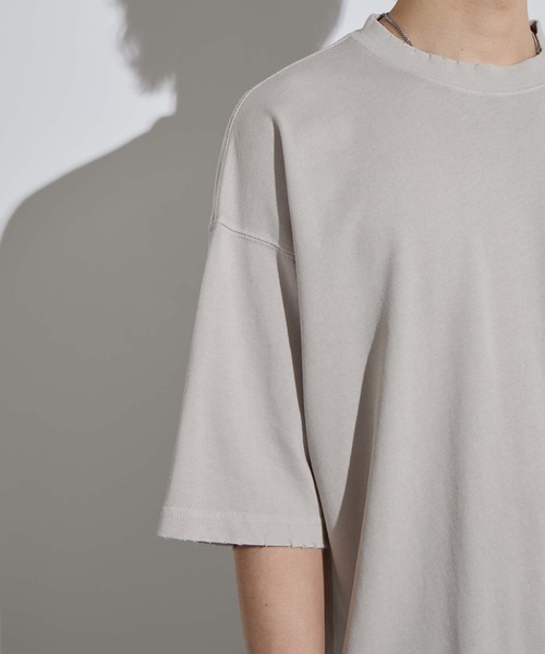 SLICK(スリック)の「【SLICK/スリック】Pigment Dye Damage T-Shirt / ピグメントダイダメージTシャツ/オーバーサイズ シルエット / ピグメント加工/ ビンテージ(Tシャツ/カットソー・メンズ・グレイッシュベージュ/ブルーグレー/ブラック・1/2/3)」の8枚目の写真